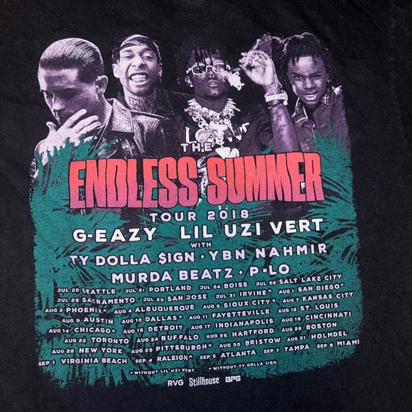 2018 Endless Summer Tour Merch Tee(Ft. G-Eazy, Lil Uzi, Ty Dolla $ign) - Picture 6 of 8